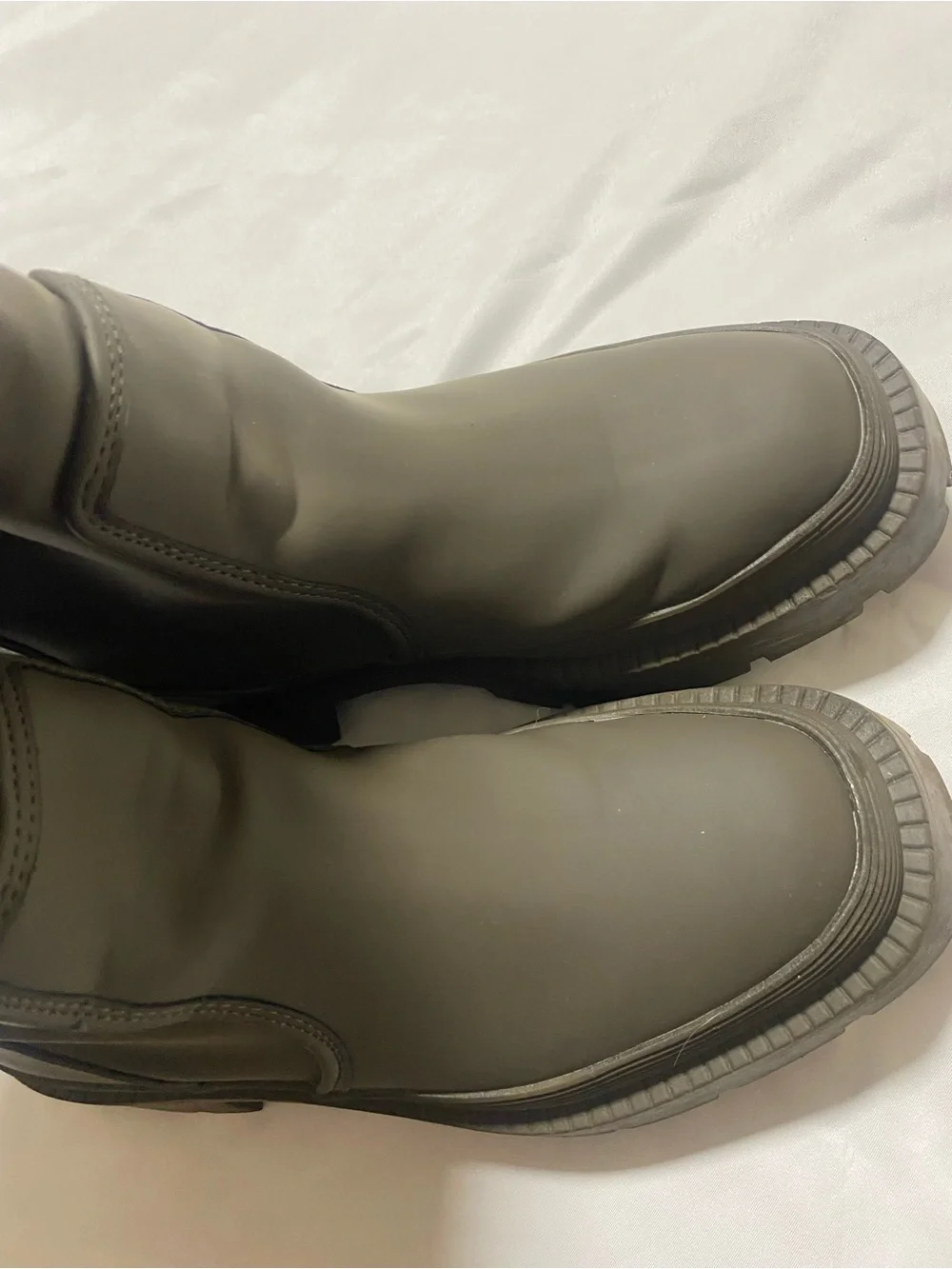 Zara Olive rubberized Over-the-Knee Lug Sole Boots